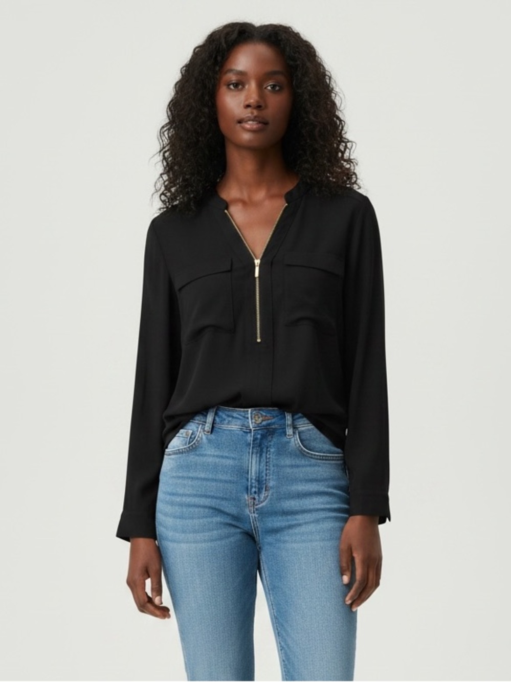 Express Black Long Sleeve Sheer Blouse